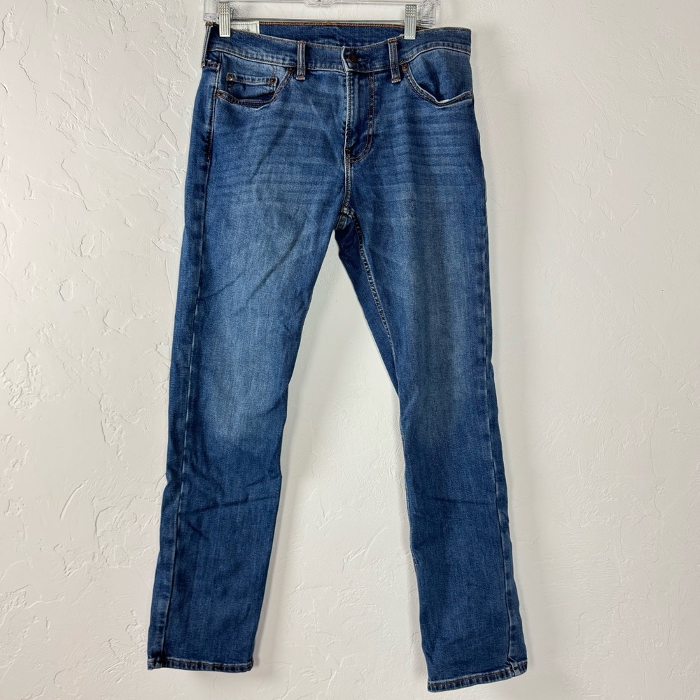 A&F Abercrombie & Fitch Jeans Denim Slim Straight Stretch‎ Solid Blue Wash Dark